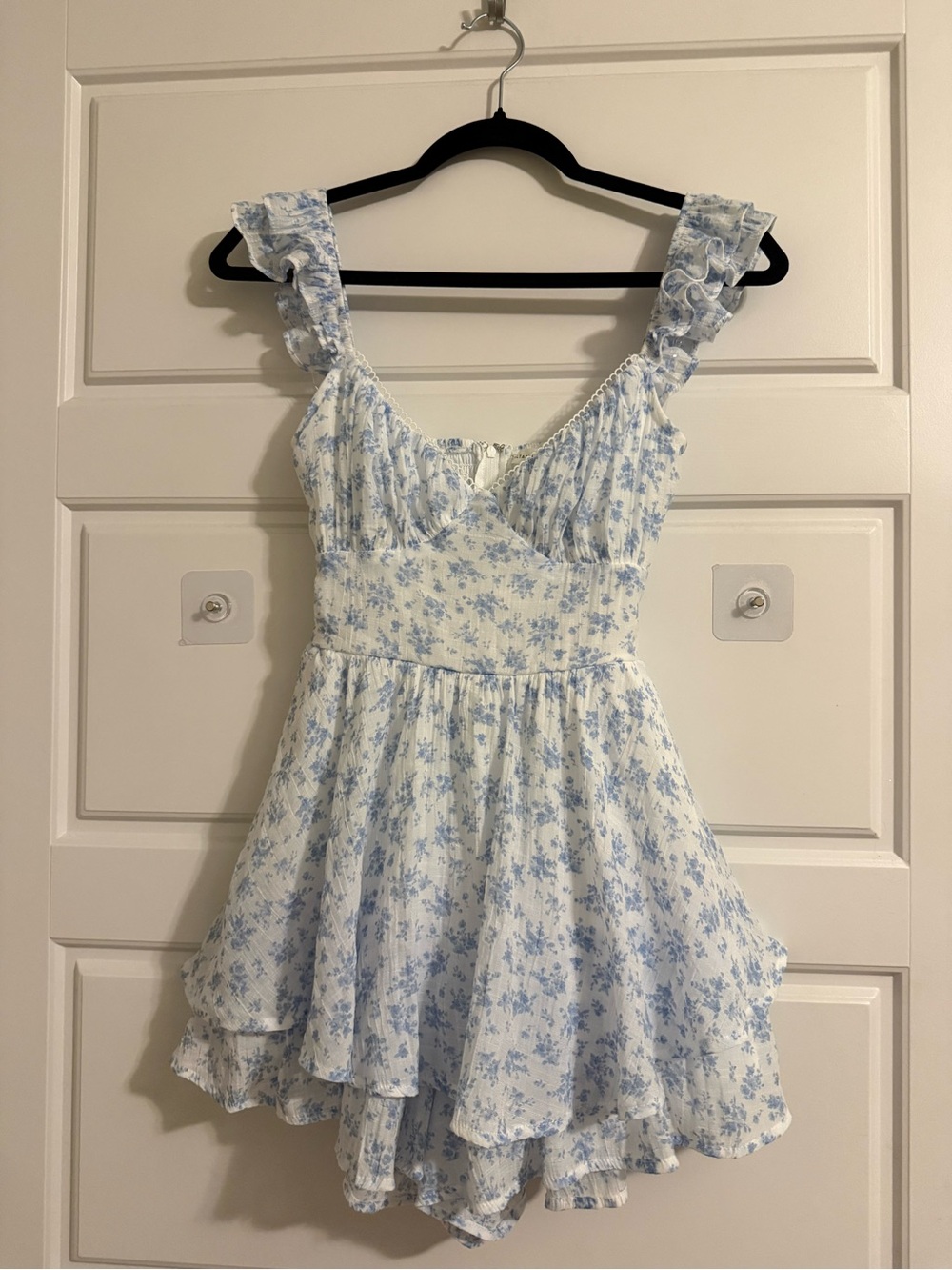 NWT Altar'd State Light Blue Floral Ruffle Mini Dress/ Romper